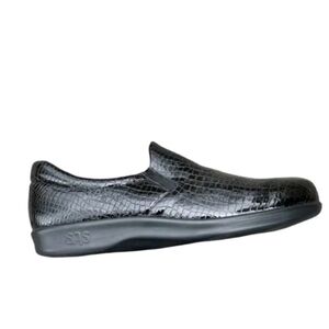 SAS Men's Crocodile-Patterned Black Loafers